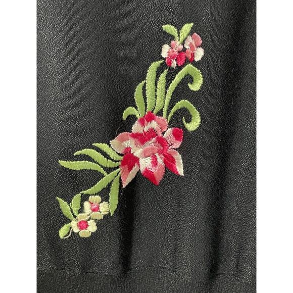 90s Women 11/12 Embroidered Floral Maxi Dress Black‎ Moody Floral Y2K Prom Goth - Picture 5 of 16